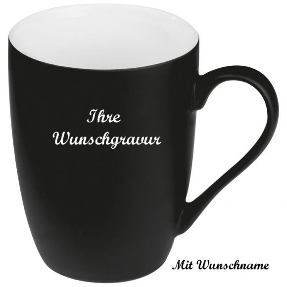 Porzellantasse mit Namensgravur / Kaffeetasse / 200 ml / Farbe: schwarz