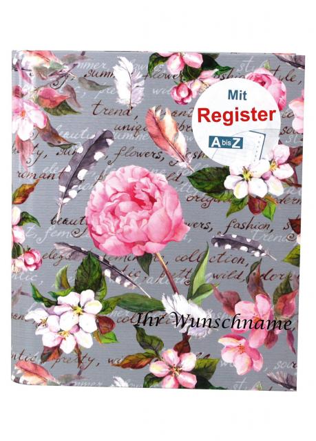 Ringbuch mit schwarzgefärbter Gravur / A-Z Register + 50 Blatt liniert 120g/m²