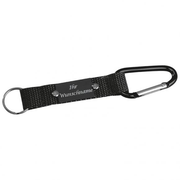 Schlüsselanhänger mit Gravur / mit Karabiner / Farbe: schwarz