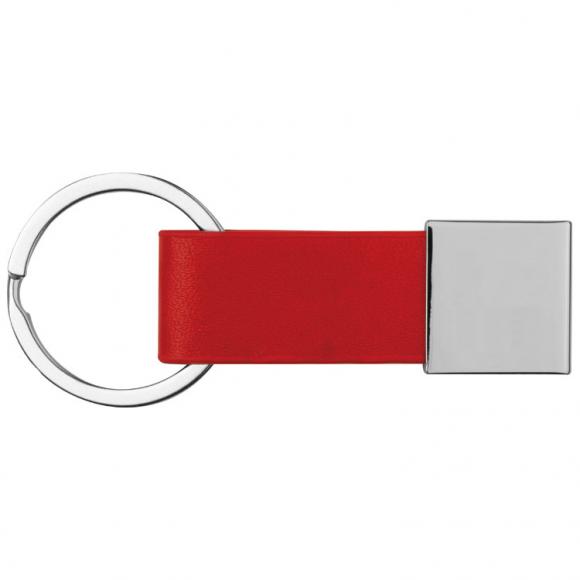 Schlüsselanhänger mit Namensgravur - mit Kunstleder-Bändchen - Farbe: rot