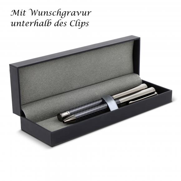 Schreibset mit Gravur / Kugelschreiber und Rollerball / Farbe: Dark gun metal