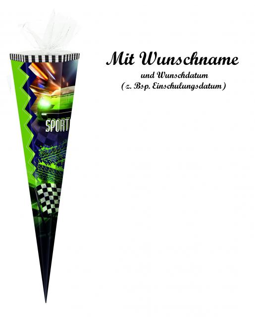 Schultüte mit Namensgravur - Zuckertüte - 50cm - eckig - "Sportcar"