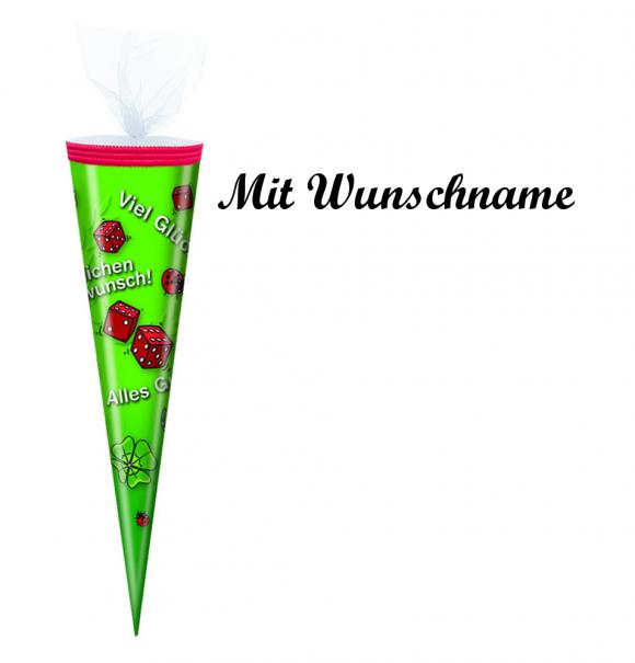 Schultüte mit Namensgravur - Zuckertüte - 50cm - rund - "Viel Glück"