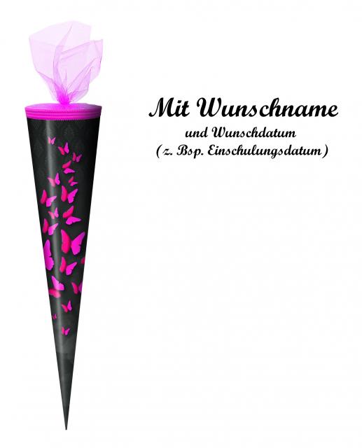 Schultüte mit Namensgravur - Zuckertüte - 70cm - rund - "Schmetterlinge"