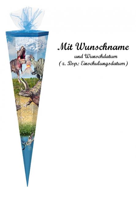 Schultüte mit Namensgravur - Zuckertüte - 85cm - eckig - "Dinotopia"