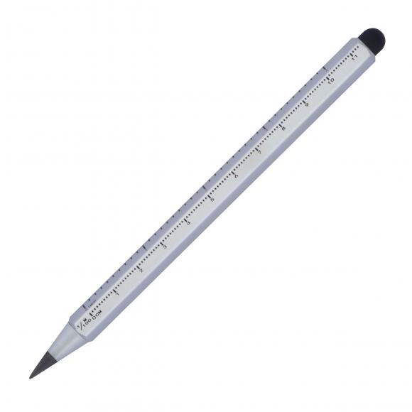 Tintenloser Touchpen Lineal Kugelschreiber mit Namensgravur - Farbe: silber