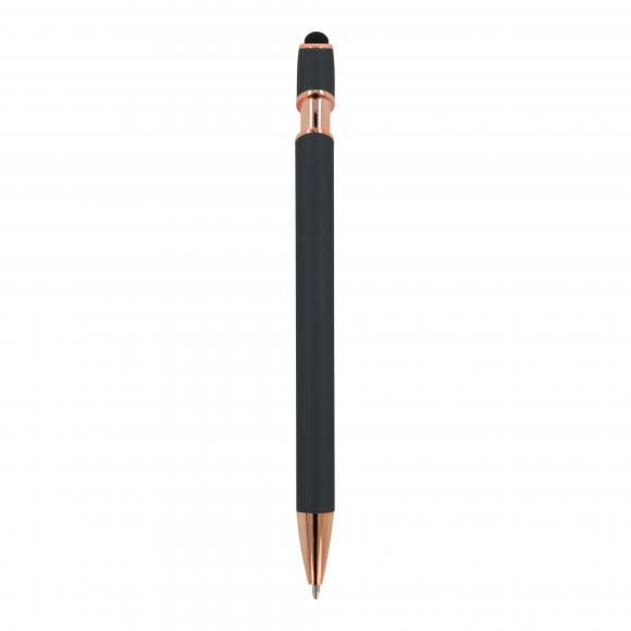 Touchpen Kugelschreiber "Roségold" mit Gravur / aus Metall / Farbe: grau