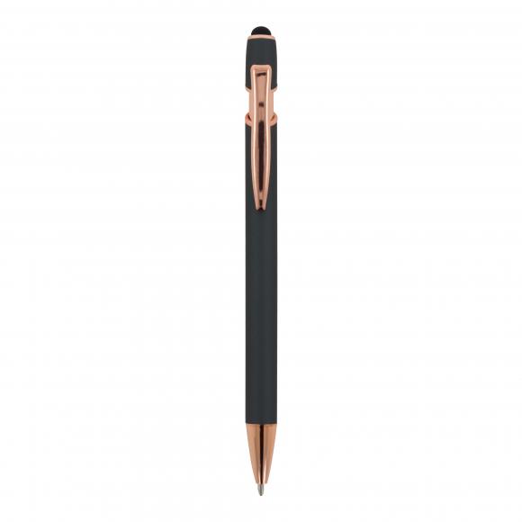 Touchpen Kugelschreiber "Roségold" mit Gravur / aus Metall / Farbe: grau