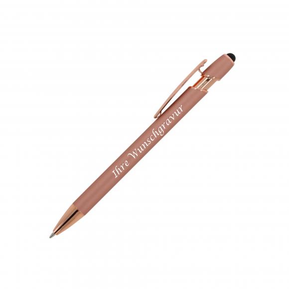 Touchpen Kugelschreiber "Roségold" mit Gravur / aus Metall / Farbe: roségold