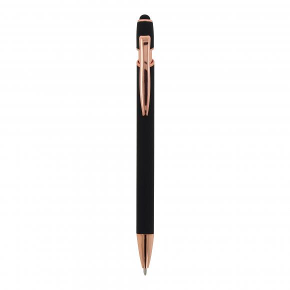 Touchpen Kugelschreiber "Roségold" mit Gravur / aus Metall / Farbe: schwarz