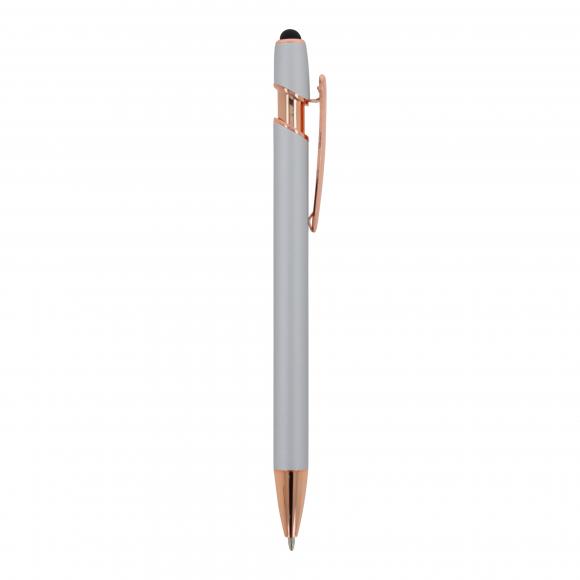 Touchpen Kugelschreiber "Roségold" mit Gravur / aus Metall / Farbe: silber