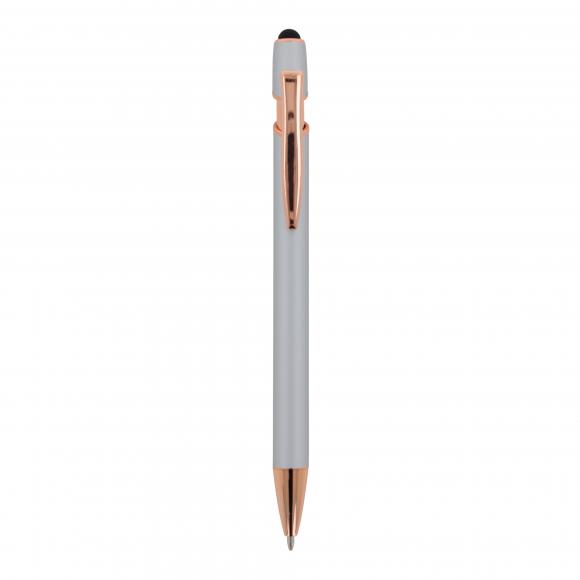 Touchpen Kugelschreiber "Roségold" mit Gravur / aus Metall / Farbe: silber