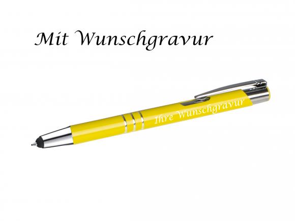 Touchpen Kugelschreiber aus Metall mit Gravur  / Farbe: sonnengelb