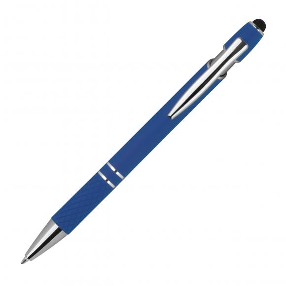 Touchpen Kugelschreiber aus Metall mit Gravur / mit Muster / Farbe: blau