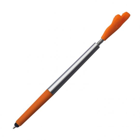 Touchpen Kugelschreiber mit Gravur / "Smile Hand" / Farbe: silber-orange