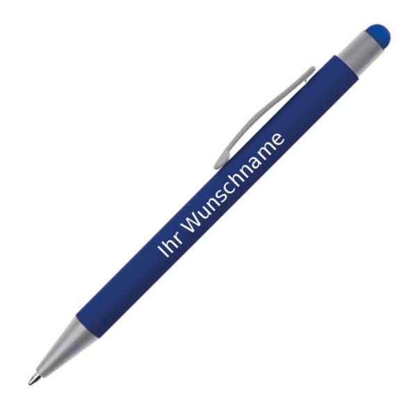 Touchpen Kugelschreiber mit Gravur / aus Metall / Farbe: blau