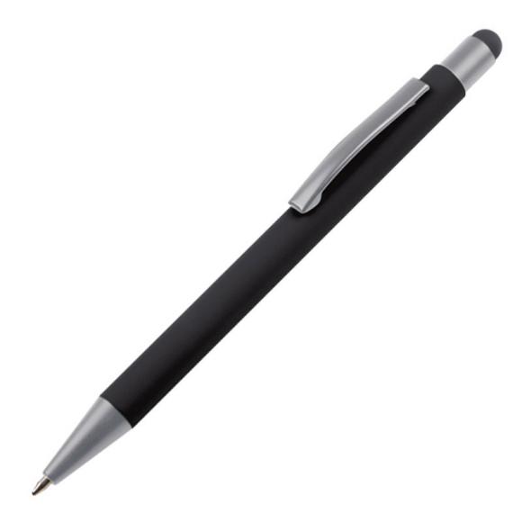 Touchpen Kugelschreiber mit Gravur / aus Metall / Farbe: schwarz