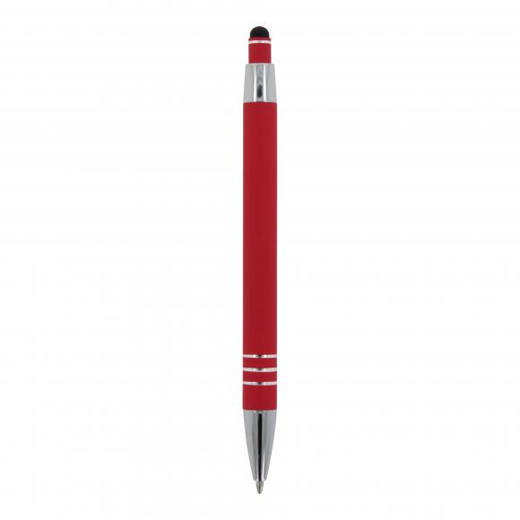 Touchpen Kugelschreiber mit Gravur / aus Metall / mit Soft-Touch / Farbe: rot