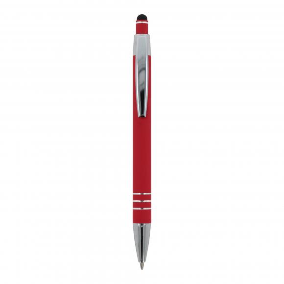 Touchpen Kugelschreiber mit Gravur / aus Metall / mit Soft-Touch / Farbe: rot