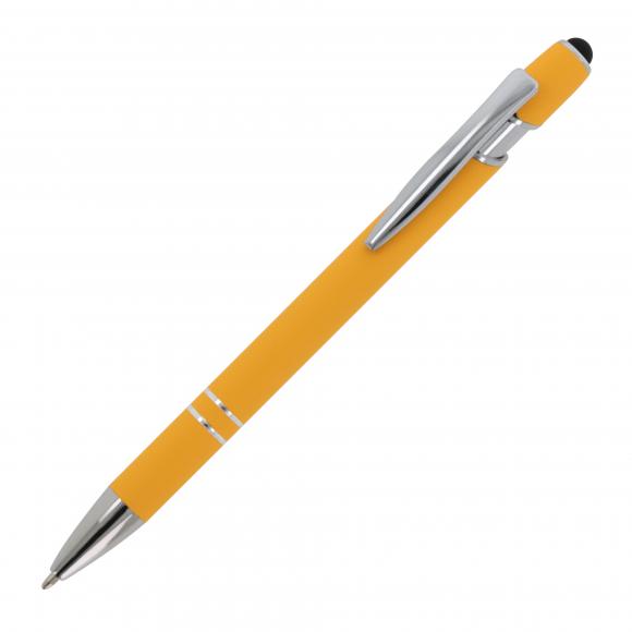 Touchpen Kugelschreiber mit Gravur / aus Metall / Soft-Touch / Farbe: gelb