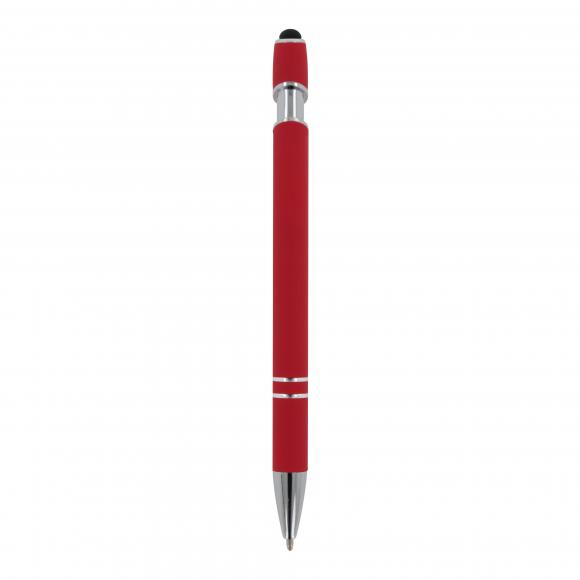 Touchpen Kugelschreiber mit Gravur / aus Metall / Soft-Touch / Farbe: rot