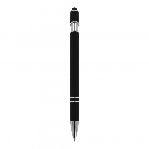 Touchpen Kugelschreiber mit Gravur / aus Metall / Soft-Touch / Farbe: schwarz