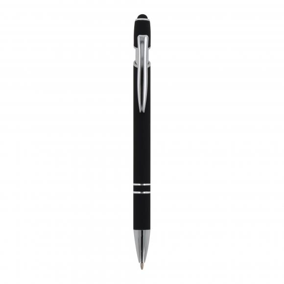 Touchpen Kugelschreiber mit Gravur / aus Metall / Soft-Touch / Farbe: schwarz