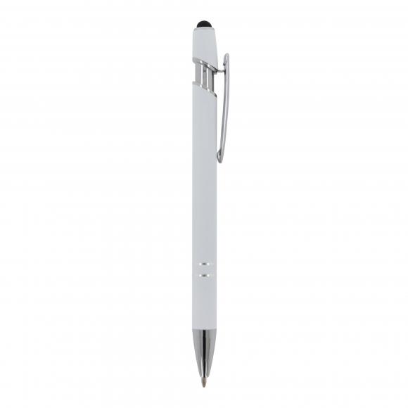 Touchpen Kugelschreiber mit Gravur / aus Metall / Soft-Touch / Farbe: weiß