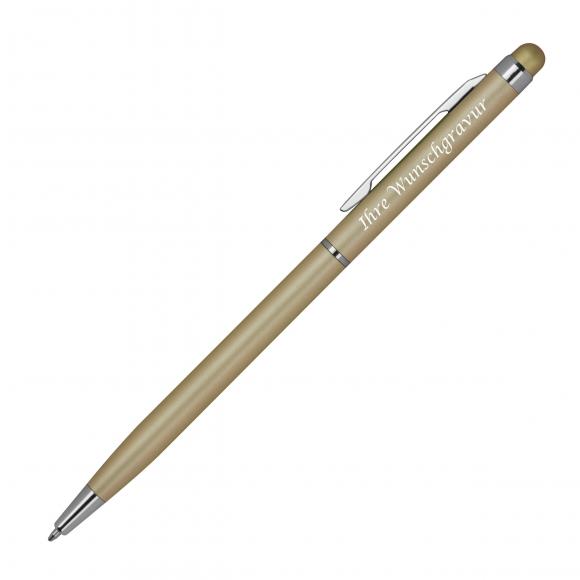 Touchpen Kugelschreiber mit Gravur / schlankes design / Farbe: gold