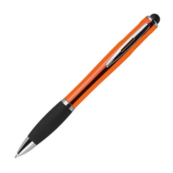 Touchpen Kugelschreiber mit Gravur mit weißem LED Licht / Farbe: orange