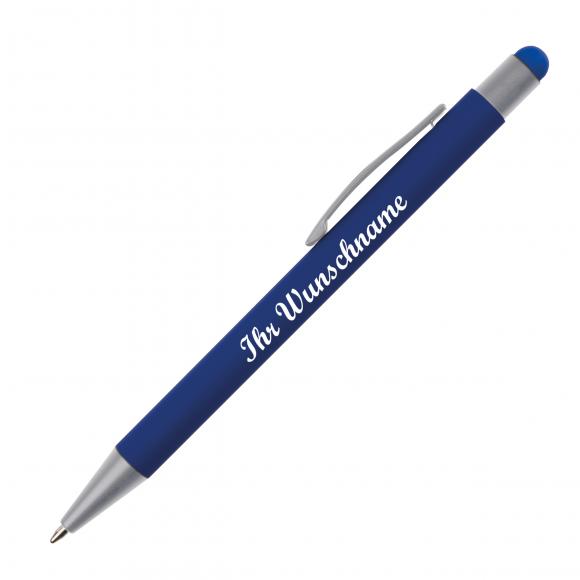 Touchpen Kugelschreiber mit Namensgravur / aus Metall / Farbe: blau