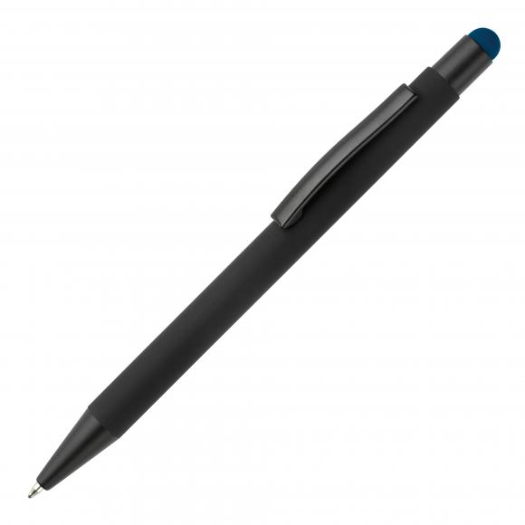 Touchpen Kugelschreiber mit Namensgravur - aus Metall - Stylusfarbe: blau