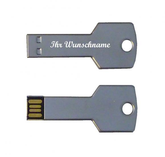 USB-Stick "Key" mit Namensgravur - 4GB - aus Edelstahl - Farbe: silber