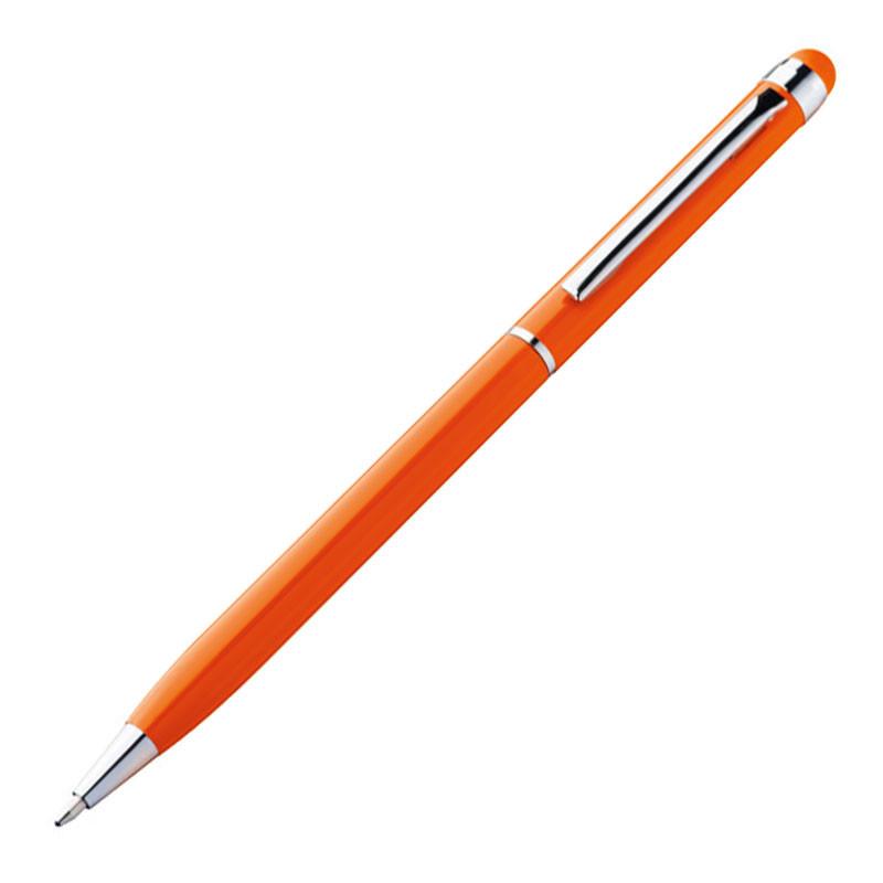 10 Touchpen Drehkugelschreiber mit Gravur / aus Edelstahl / Farbe: orange