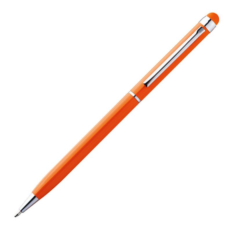 10 Touchpen Drehkugelschreiber mit Gravur / aus Edelstahl / Farbe: orange