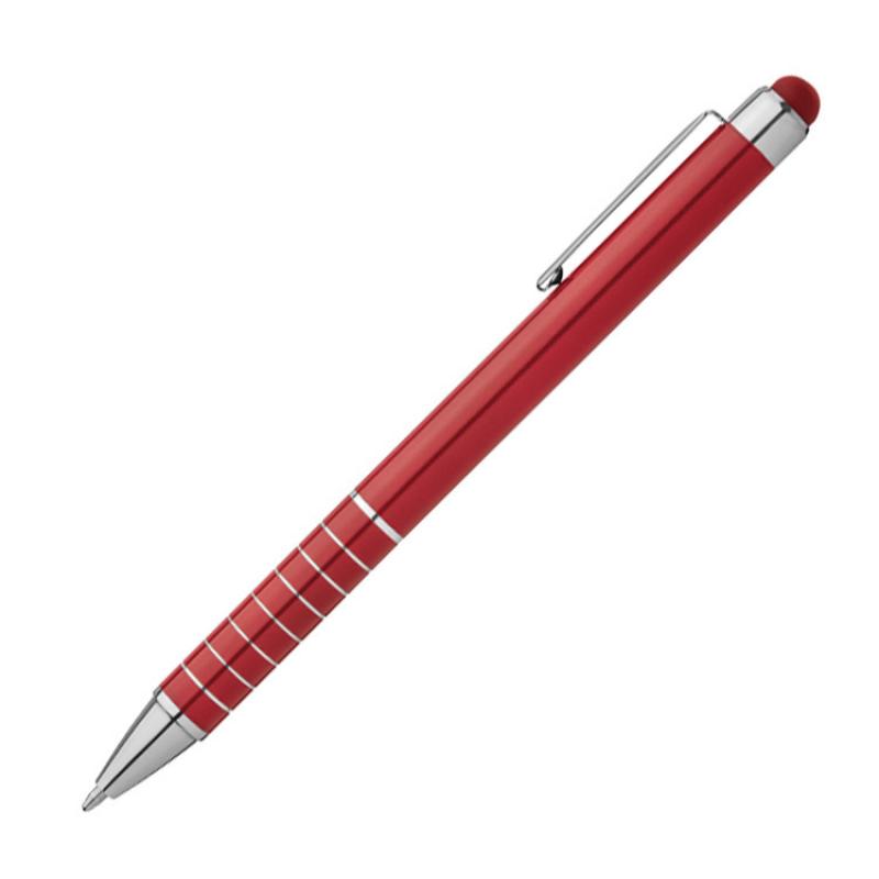 10 Touchpen Kugelschreiber mit Gravur / aus Metall / Farbe: rot