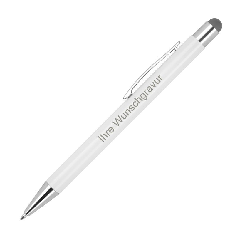 10 Touchpen Kugelschreiber mit Gravur / aus Metall / Stylusfarbe: anthrazit