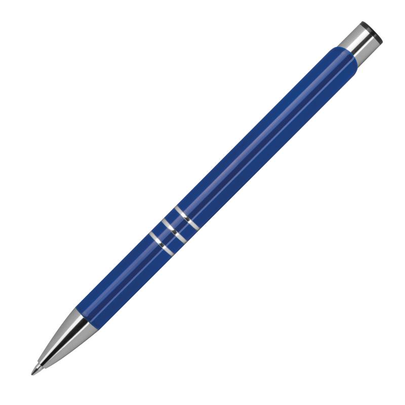 100 Kugelschreiber aus Metall mit Namensgravur - lackiert - blau (matt)