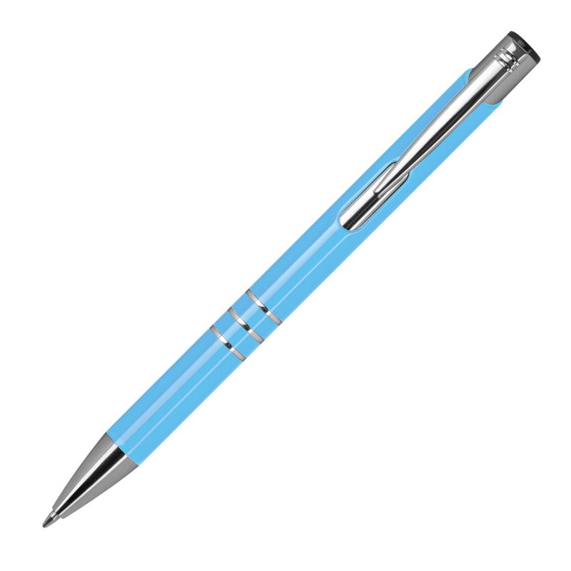 100 Kugelschreiber aus Metall mit Namensgravur - lackiert - hellblau (matt)