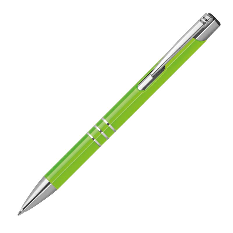 100 Kugelschreiber aus Metall mit Namensgravur - lackiert - hellgrün (matt)