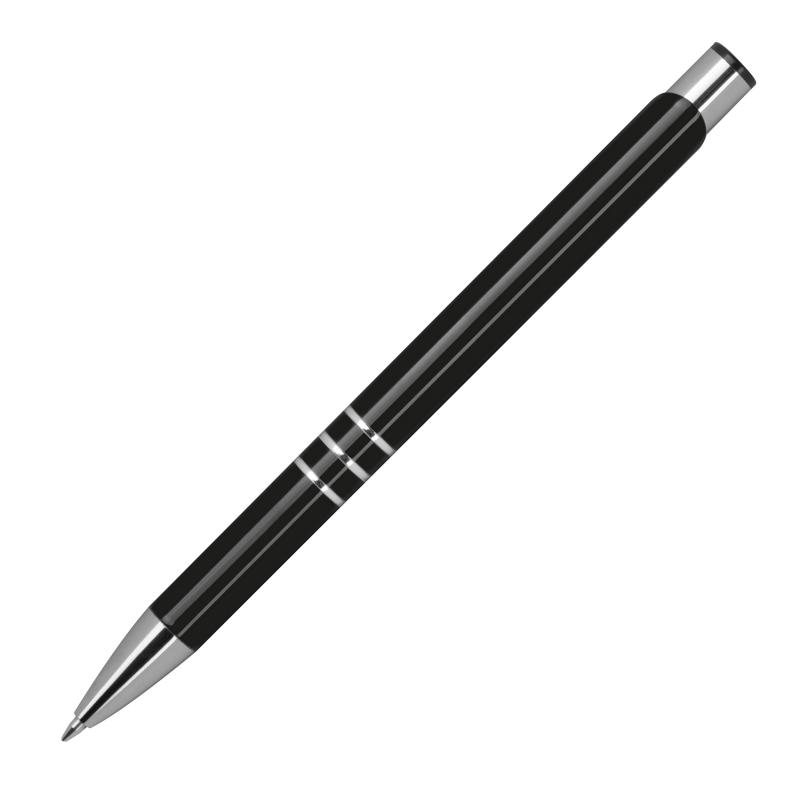 100 Kugelschreiber aus Metall mit Namensgravur - lackiert - schwarz (matt)