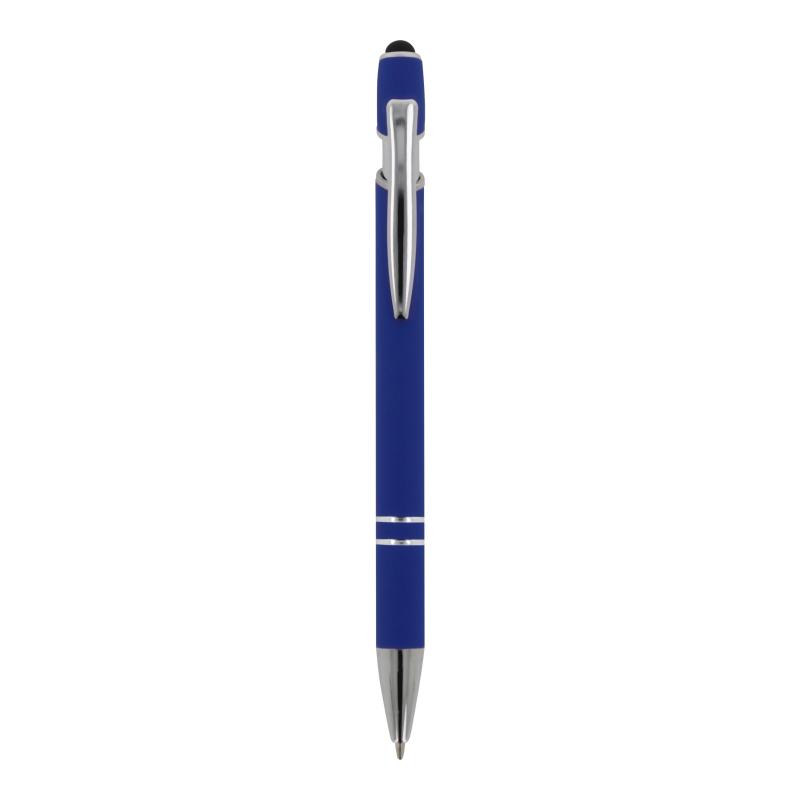 10x Touchpen Kugelschreiber mit Gravur / aus Metall / Soft-Touch / Farbe: blau