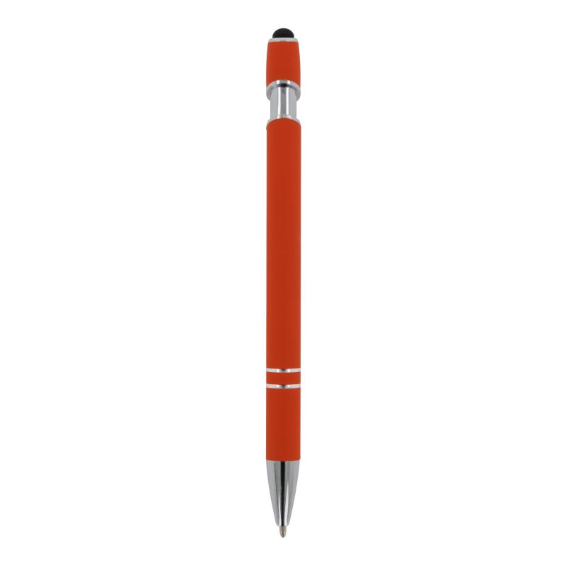 10x Touchpen Kugelschreiber mit Gravur / aus Metall / Soft-Touch / Farbe: orange