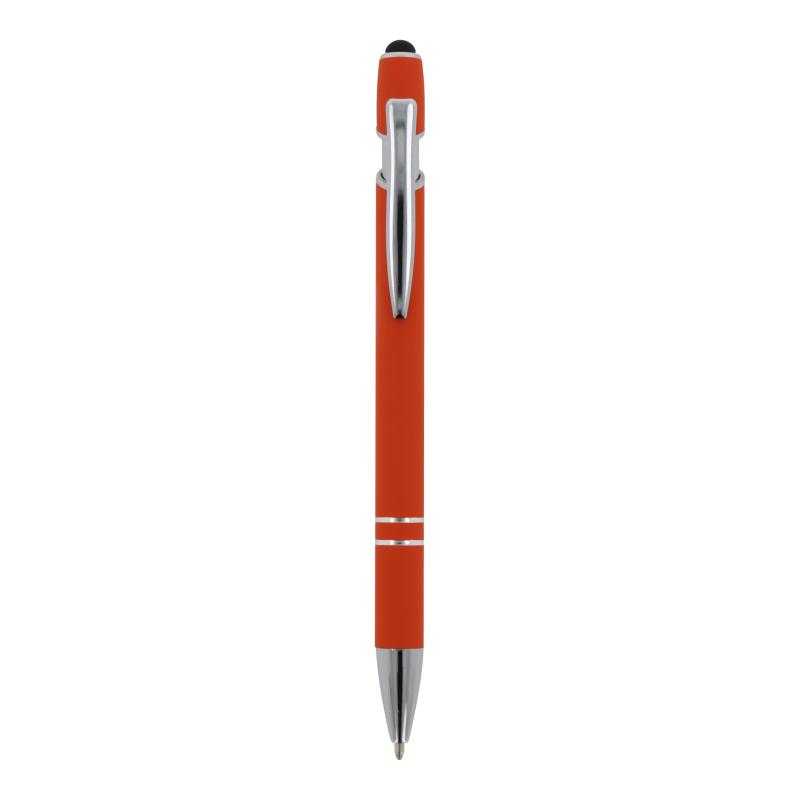 10x Touchpen Kugelschreiber mit Gravur / aus Metall / Soft-Touch / Farbe: orange