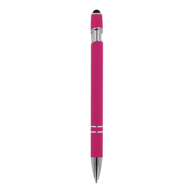 10x Touchpen Kugelschreiber mit Gravur / aus Metall / Soft-Touch / Farbe: pink