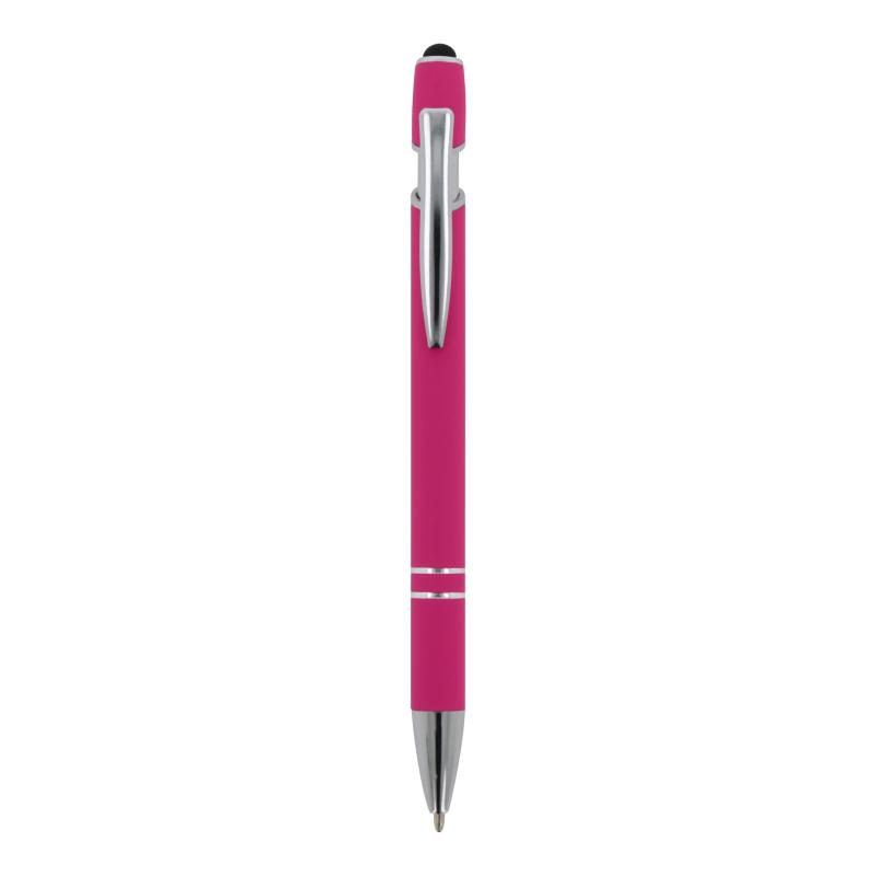 10x Touchpen Kugelschreiber mit Gravur / aus Metall / Soft-Touch / Farbe: pink