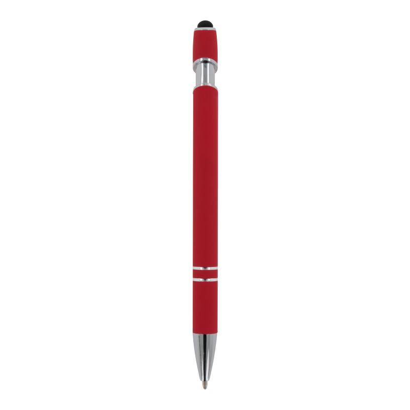 10x Touchpen Kugelschreiber mit Gravur / aus Metall / Soft-Touch / Farbe: rot