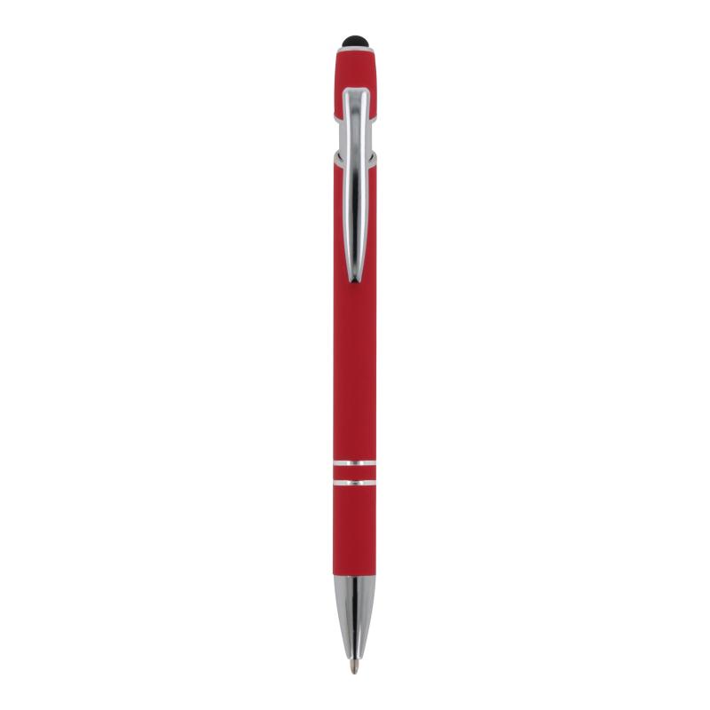 10x Touchpen Kugelschreiber mit Gravur / aus Metall / Soft-Touch / Farbe: rot