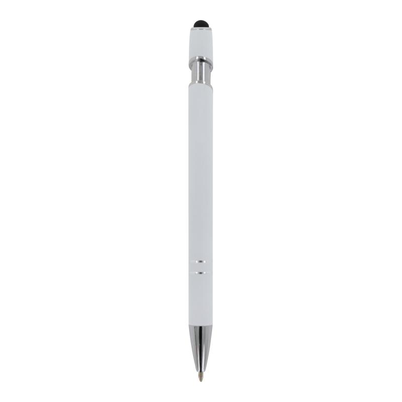 10x Touchpen Kugelschreiber mit Namensgravur - aus Metall - Soft-Touch - weiß