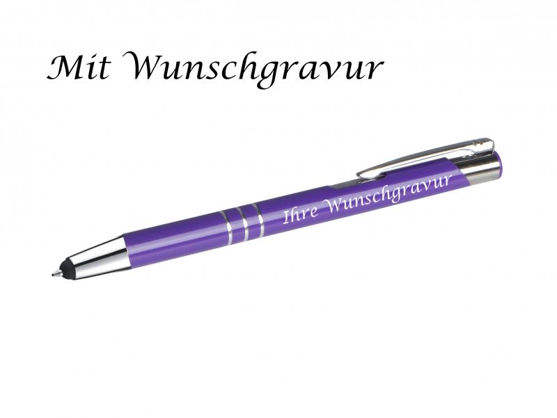 15 Touchpen Kugelschreiber aus Metall mit Gravur  / 15 verschiedene Farben